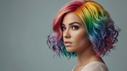 A woman with rainbow hair