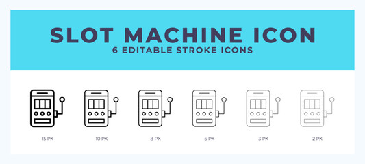 Slot machine icon symbol. Isolated. Vector illustration with editable stroke.