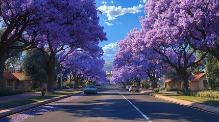 Fototapeta premium Purple Blue Jacaranda Mimosifolia Bloom in Johannesburg