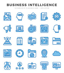 Business Intelligence icons set. Vector illustration.