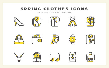 15 Spring Clothes Two Color icons pack. vector illustration.