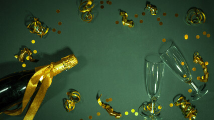 HAPPY NEW YEAR 2025 Silvester Sylvester New Year's eve greeting card - Golden champagne bottle,...