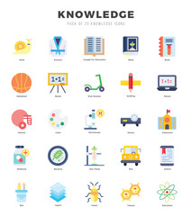 Knowledge Flat icons collection. 25 icon set. Vector illustration.