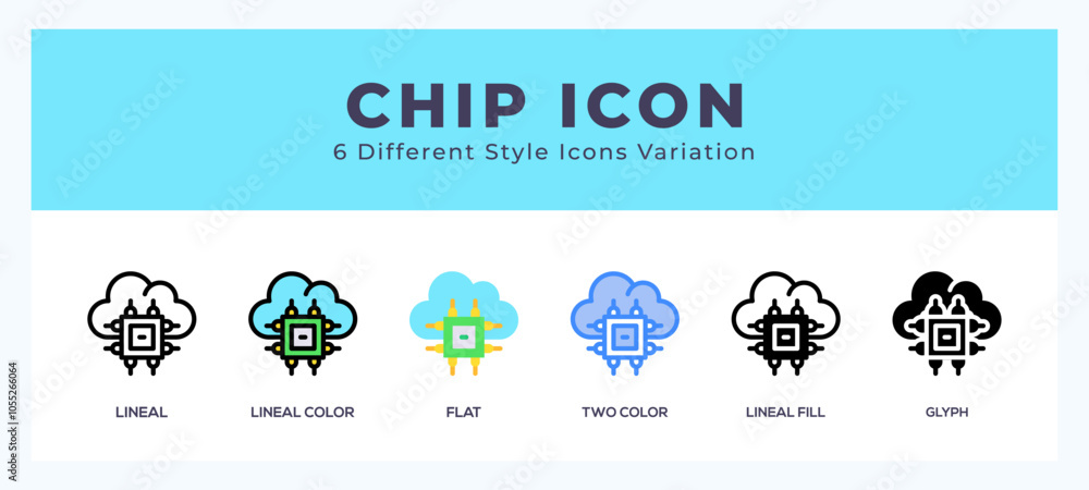 Poster chip icon set. design elements for logo