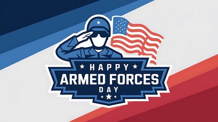 Happy Armed Forces Day Illustration with Saluting Soldier and American Flag