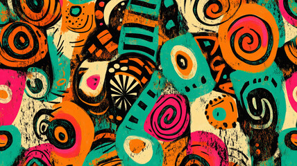 Chaotic African ornament pattern