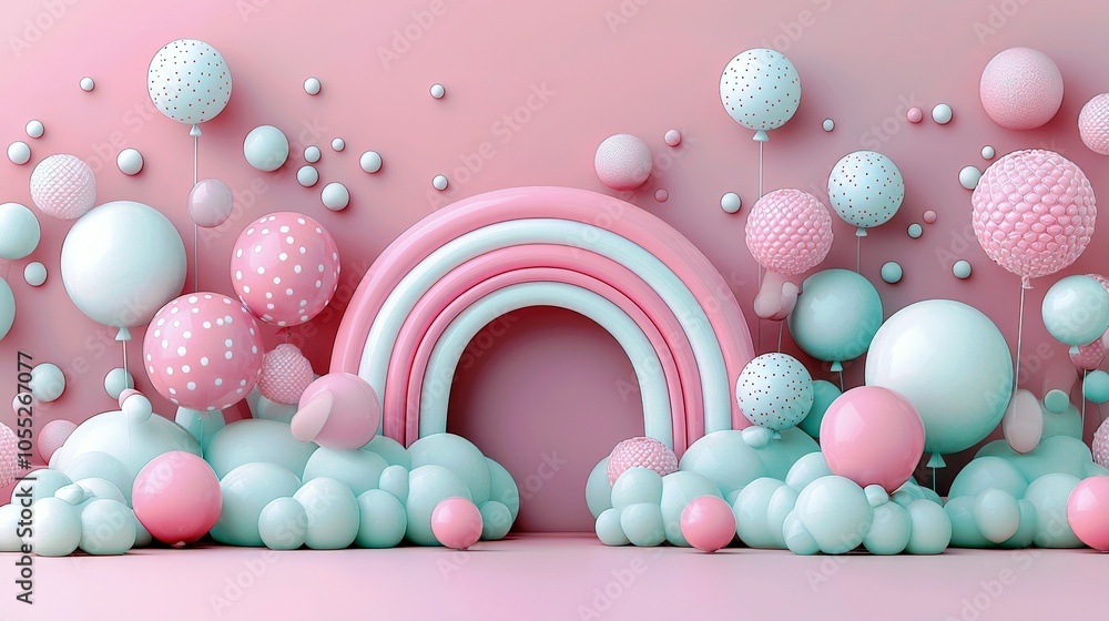 Poster striking 3d illustrations of colorful shapes and patterns