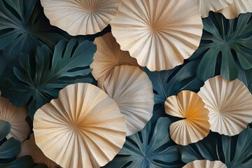 Pattern with flowers and palm leaves