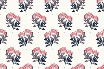 floral ethnic ikat seamless pattern traditional design for background, carpet, wallpaper, clothing, wrapping, fabric, vector illustration, embroidery style, Ajrakh, block print, batik print allovers