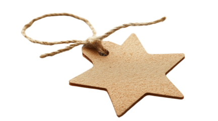 Star shaped cardboard gift tag, created with Generative AI technology, PNG