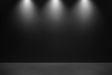 Abstract dark gray gradient spotlight texture background with black wall light.