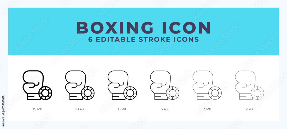 Poster boxing icon set with different stroke. design elements for logo. vector illustration.