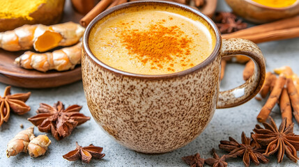 Golden Milk with Spices and Turmeric, turmeric milk, turmeric latte, turmeric drink, turmeric tea, ginger milk