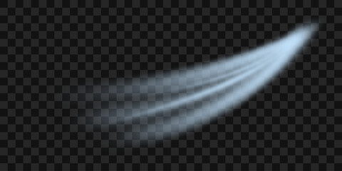 Cold flow from the air conditioner. Snowy frosty whirlwind. Realistic 3d vector isolated on transparent background.