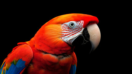 Fototapeta premium Scarlet Macaw Portrait, Parrot, Bird, Animal, Wildlife, Feathers