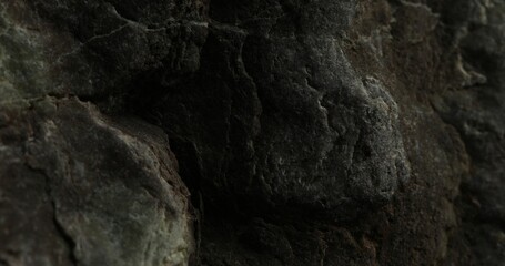 Close-Up of Textured Dark Rock Surface with Natural Crevices