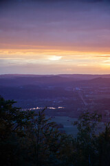 Colorful sunset over Karkonosze mountains
