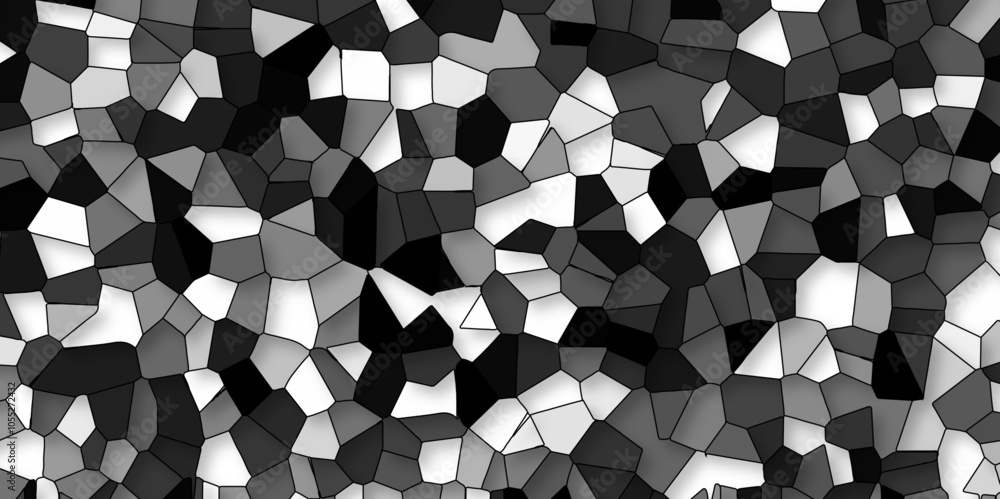 Poster abstract black, white broken stained-glass background with black line. geometric seamless pattern wi