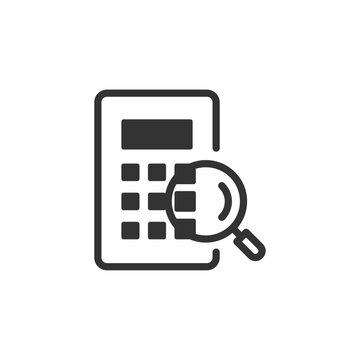 calculator with magnifying glass icon clip art preview
