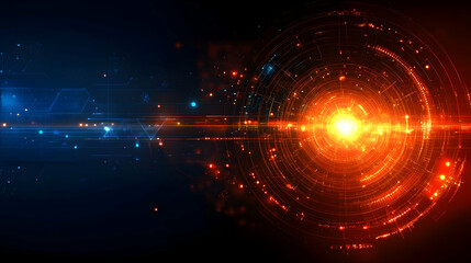 Fototapeta premium Abstract technology background with glowing circle, futuristic, digital, network, data, internet
