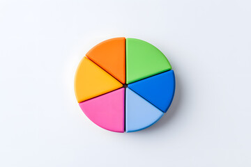 Fototapeta premium Pie chart with segments, isolated on white background