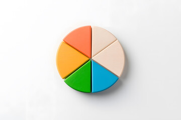 Pie chart with segments, isolated on white background