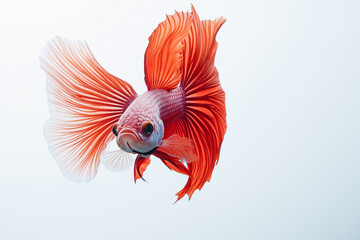 Beautiful, colorful betta fish on a white background, with dynamic movement and composition, in the style of hyper-realistic photography.