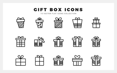 15 Gift Box Lineal icon pack. vector illustration.
