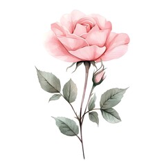 Isolated Botanical Pink Watercolor Rose Nature Floral Flower 