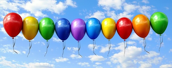 Colorful Balloons Against a Blue Sky