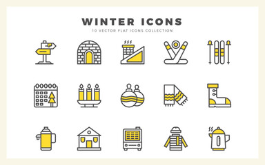 15 Winter Two Color icons pack. vector illustration.
