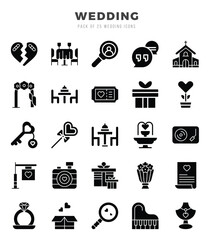 Simple Set of Wedding Related Vector Glyph Icons.