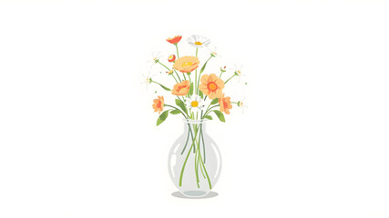 Flower in a vase illustration. Generative AI