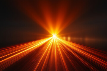 Abstract Bright Sunset background, with Gold lens flare effects, with dynamic divergent lines, radiating from a central point, on a dark background, for overlay or screen filter	