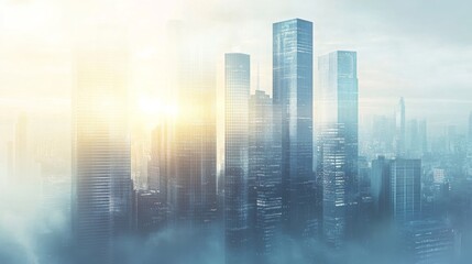 Obraz premium Futuristic Cityscape with Natural Light and High Contrast