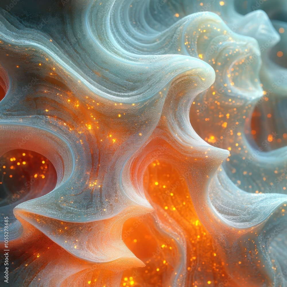Poster exploring the intricacies of abstract protein folding a visualization in biochemistry and computatio