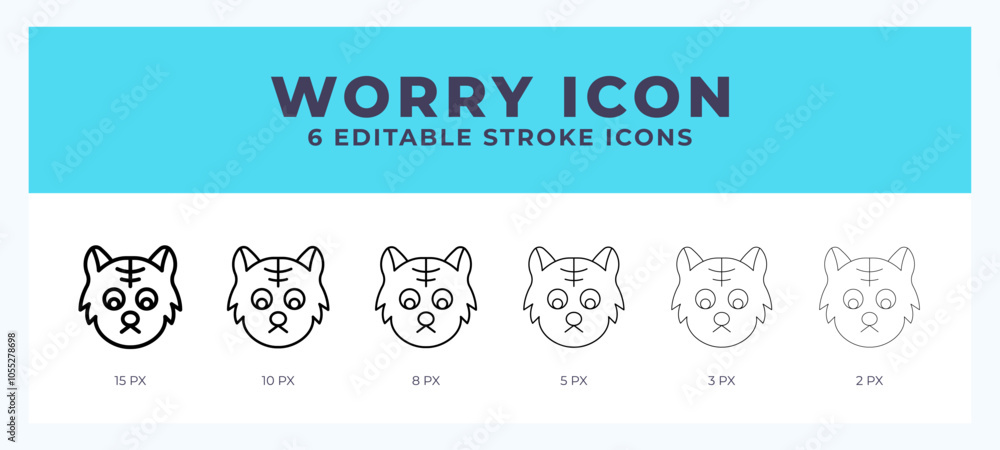 Poster worry cat icon set with different stroke. design elements for logo. vector illustration.