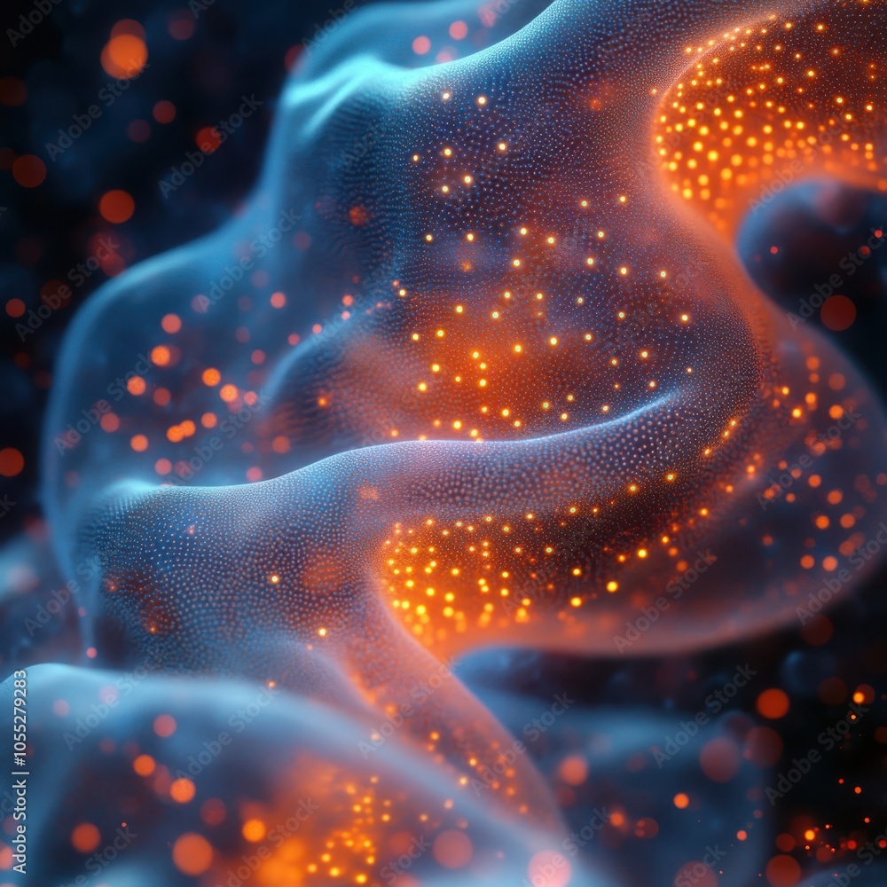 Poster exploring the frontiers of abstract synthetic biology visualizing the genetic engine of life through