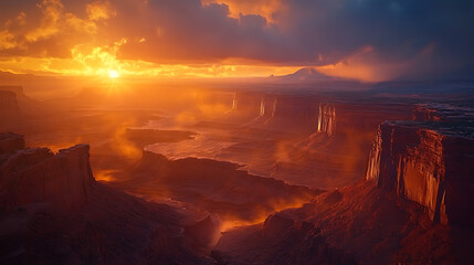 Fototapeta premium Hyperrealistic Landscape with Artistic Sunrise