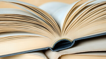 Open book with pages fanned out, book pages, literature, reading, knowledge, education