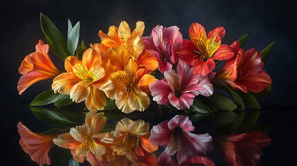 Hyperrealistic Flower Bouquet with Artistic Light Play