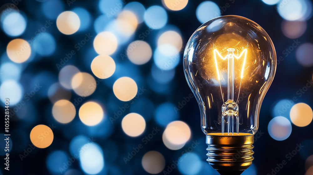 Poster the ai bulb radiates warmth, creating a glow against a mesmerizing dark backdrop of vibrant bokeh