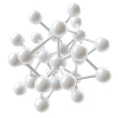 White model of molecules with white spheres on top isolated on a transparent background