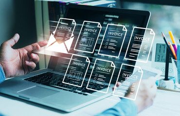 Financial report and banking management with E invoice bill.digital nline statements.c2c online money payment