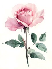 Fototapeta premium Botanical Pink Watercolor Rose Nature Floral Flower 