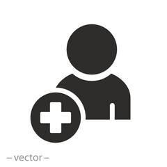 medical help or care, patient icon, first aid, flat vector illustration