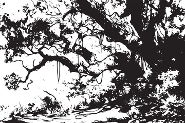 Forest Trees. Hand drawn vector illustration	
