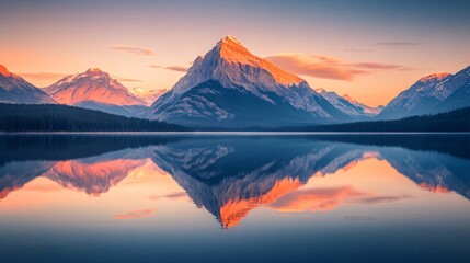 Serene Sunset Over Rugged Mountain Peaks