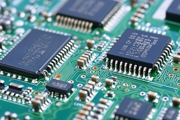 Close-up of a Circuit Board with Microchips