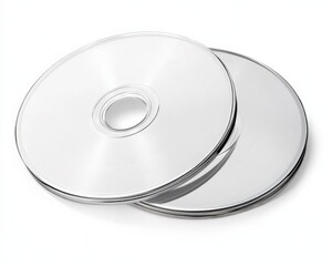 Blank DVD. CD-ROM Disc in White Case on White Background with Copy Space